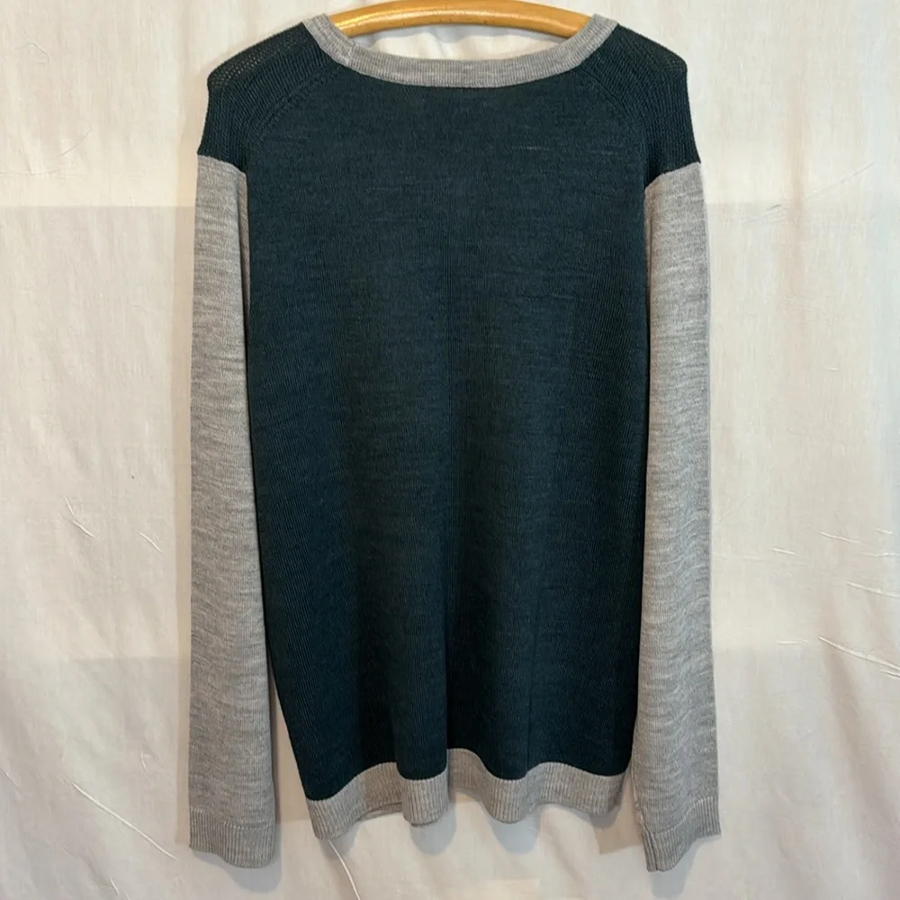 NWT Apartment 9 Men’s Green/Gray Merino Wool‎ Blend Crewneck Sweater in Size XL